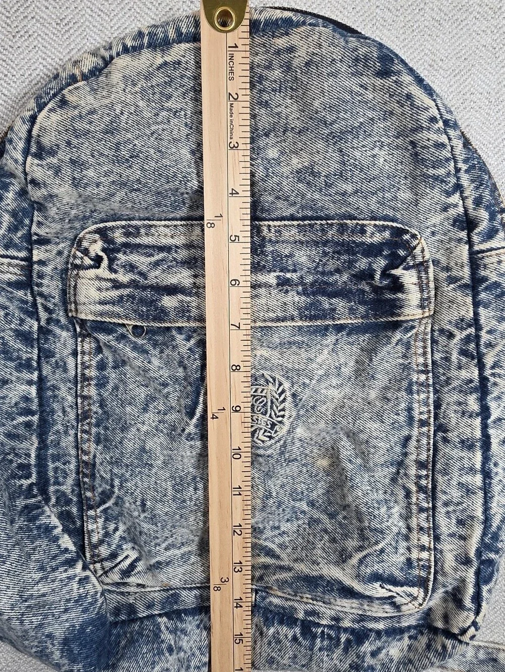 PC Classics Acid Wash Denim Mini Backpack Rucksack Small Distressed